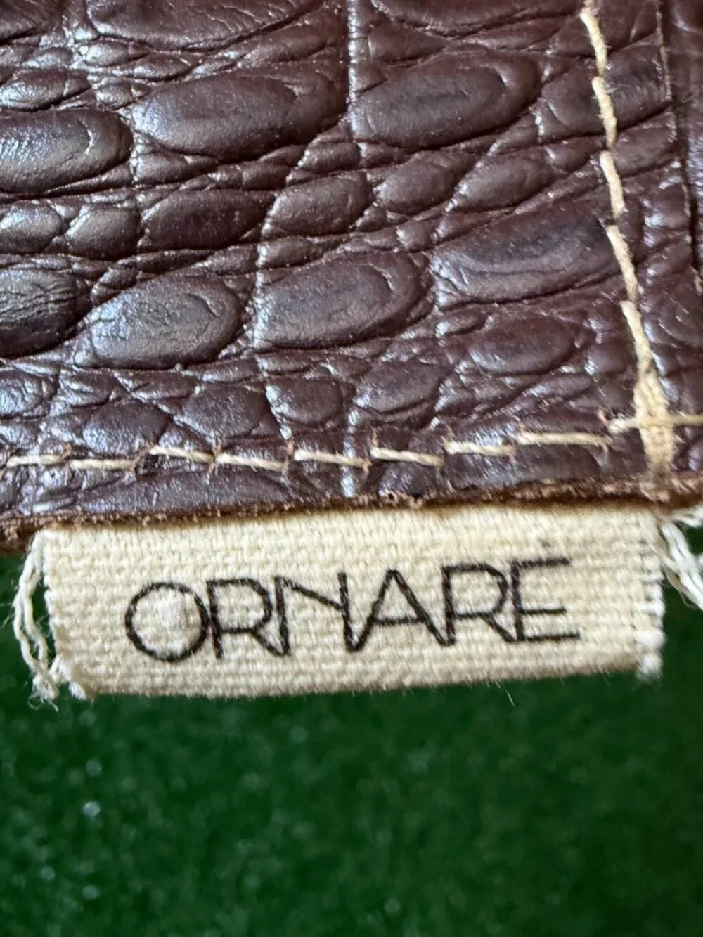Ornare Brown Genuine Leather Croc Embossed Envelope Clutch Portfolio Purse Rare